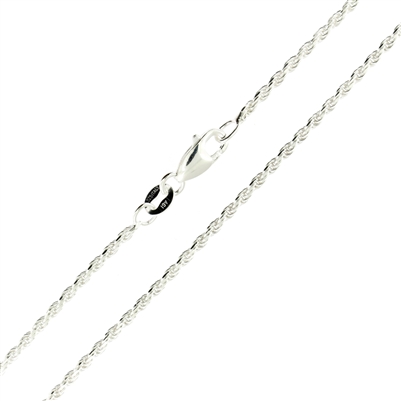 Sterling Silver Diamond Cut Rope Chain 1.5mm with lobster claw clasp
