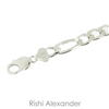 Sterling Silver Figaro Chain 11 mm thick with lobster claw clasp heavy chain bracelet by Rishi Alexander