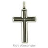 Stainless steel Two-tone Black and Silver CZ Cross Pendant