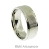 Stainless steel diagonal lines mens wedding band ring  8 mm wide