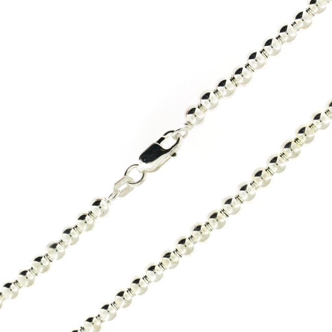 Rishi Alexander 925 Sterling Silver Ball Bead Chain Necklace 4mm Made in Italy