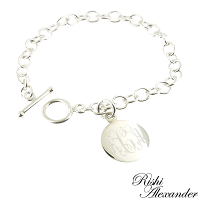 925 steling silver link monogram bracelet