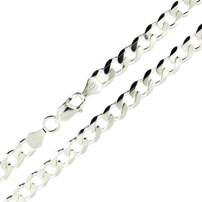 Sterling Silver Cuban Chain 7mm with lobster claw clasp