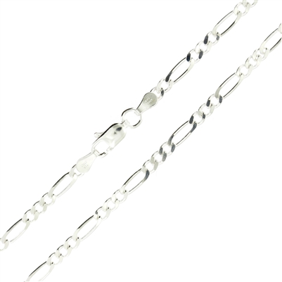 Sterling Silver Figaro Chain 3mm thick links with lobster clasp