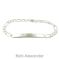 925 steling silver figaro id bracelet personalized name