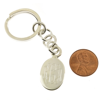 Rishi Alexander 925 Sterling Silver Oval Key Ring Key Chain with  Personalized Monogram