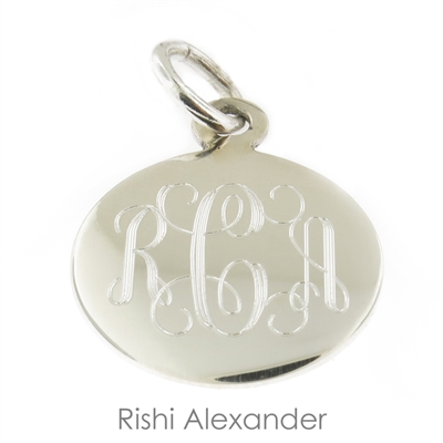 Rishi Alexander Sterling Silver personalized Round monogram pendant