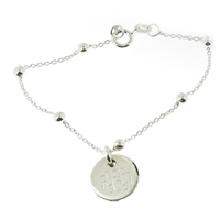 925 steling silver and freshwater ball bead monogram bracelet
