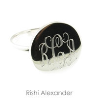 Rishi Alexander Sterling Silver Circle Signet Ring Highly Polished