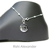 925 sterling silver diamond-cut oval moon bead personalized engraved monogram anklet