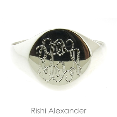 Rishi Alexander Sterling Silver round Signet Ring Highly Polished