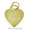 Rishi Alexander 14k gold over Sterling Silver Vermeil personalized heart monogram pendant