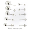 Ball stud earrings that are made form solid 925 sterling silver that sizes 2mm perfect for cartilage upper ear to 14mm perfect for lower ear lobe available stamped 925 sold by Rishi Alexander