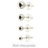 Ball stud earrings that are made form solid 14kt Gold that sizes 2mm perfect for cartilage upper ear to 14mm perfect for lower ear lobe available stamped 925 sold by Rishi Alexander