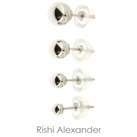 Ball stud earrings that are made form solid 14kt Gold that sizes 2mm perfect for cartilage upper ear to 14mm perfect for lower ear lobe available stamped 925 sold by Rishi Alexander