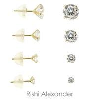 Ball stud earrings that are made form solid 14kt Gold that sizes 2mm perfect for cartilage upper ear to 14mm perfect for lower ear lobe available stamped 925 sold by Rishi Alexander