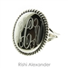 Rishi Alexander Sterling Silver Oval Signet Ring Highly Polished with a Rope Edge