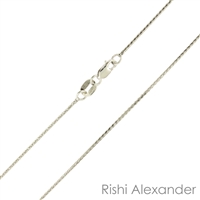 10k white gold diamond cut wheat also know as spiga chain 0.6mm made in italy stamped 10kt