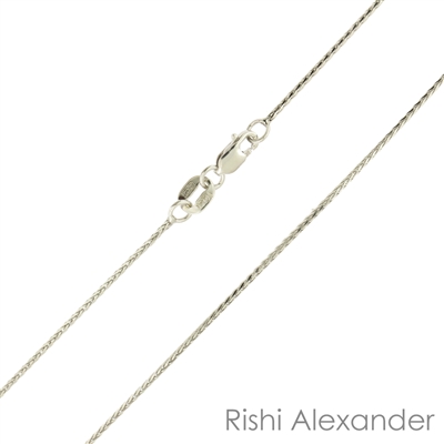 10k white gold diamond cut wheat also know as spiga chain 0.6mm made in italy stamped 10kt