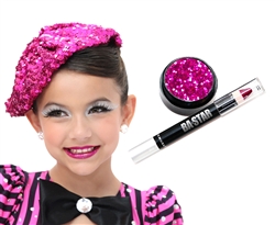 Fire Magenta Glitter Lip Cheer Essential Makeup Kit
