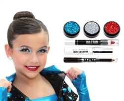 Ava Turquoise & Holo Silver Glitter 6-Piece Dance Makeup Kit