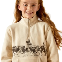 Ariat Youth Girl's Pasture 1/4 Zip Oatmeal Heather Sweatshirt