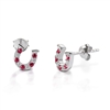 Kelly Herd Red & Clear Sterling Silver Horseshoe Earrings