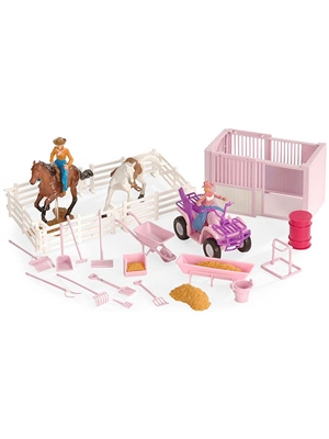 M&F Western Bigtime Barnyard Pink 4 Wheeler and Stable Set