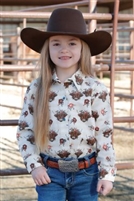 Girl's Highlander Print Western Shirt - Cream