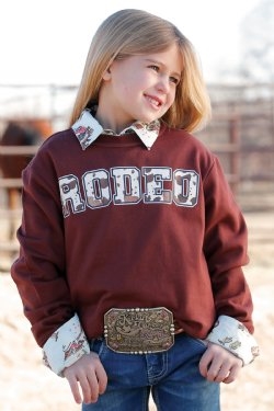 Girl's Rodeo Sweatshirt - Burgundy