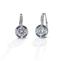 Kelly Herd Blue Spinel Halo Earring - Sterling Silver