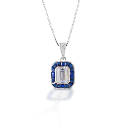 Kelly Herd Asscher Cut Blue Spinel Pendant