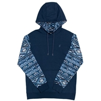 HOOey Youth Navy Summit Hoodie With Blue Aztec Sleeve