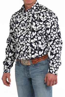 CINCH TWILL PRINT NAVY HIBISCUS - MENS SHIRT