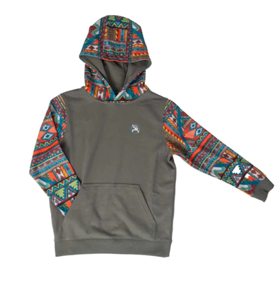 HOOey Youth Roughy Summit Charcoal Aztec Hoodie