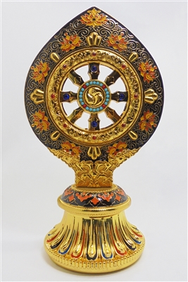 Gold Plated Wheel of Dharma 7.5 Inches