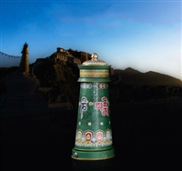 11 Inch Electric Green Tara Prayer Wheel