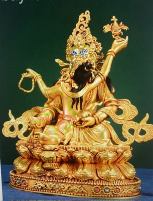 Fully Gilded Copper Yellow Dzambhala & Consort Statue