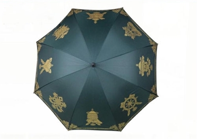 8 Auspicious Symbols Umbrella Slate Green & Gold