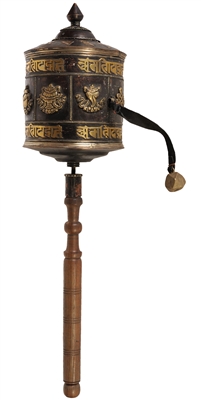 Large Prayer Wheel with Auspicious Symbols and Mani Mantra Ships Free Worldwide