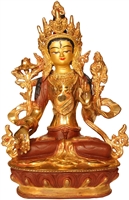 White Tara 24 Carat Gilded Copper 9 Inches Ships Free World Wide