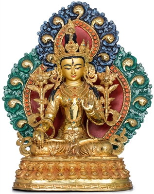 White Tara 24 Carat Gilded Statue 15 Inches Ships Free World Wide