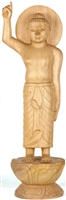 Standing Buddha Hand Carved Wood From Bod Gaya 16.5 inches - Ships Free World Wide