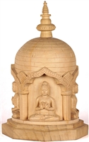 13.5 Inch Five Dhyani Buddha's Statue Hand Carved Wood From Bod Gaya - Ships Free World Wide