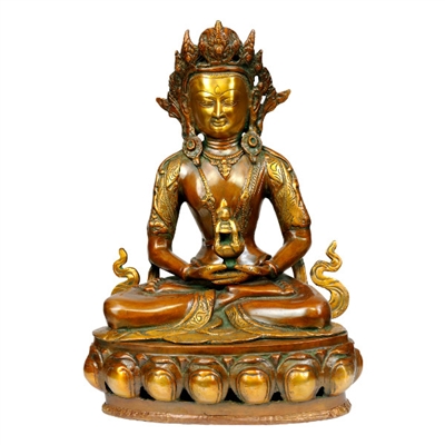 Amitayus Buddha Brass Master Crafted Statue - 13 Inch