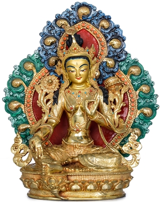 Green Tara 24 Carat Gilded 11.2 Inch Ships Free World Wide