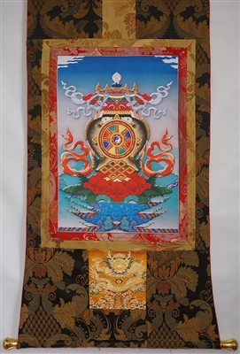 8 Auspicious Symbols Brocaded Thangka 50 inches