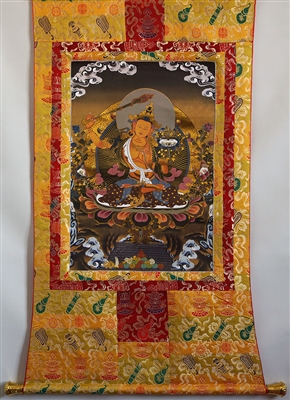 Manjushri 50 Inch Thangka with Real Gold Leaf