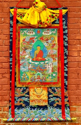The Buddha Brocaded Thangka 50 inches
