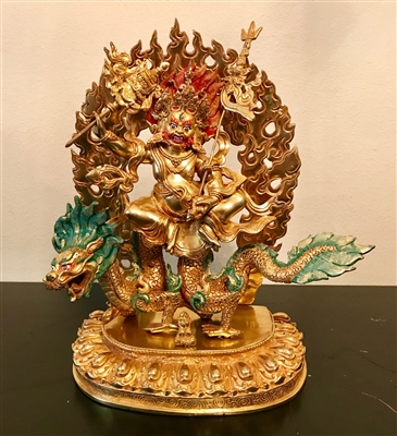 24 Carat Gilded Fully Gilded  Copper White Dzambhala Statue